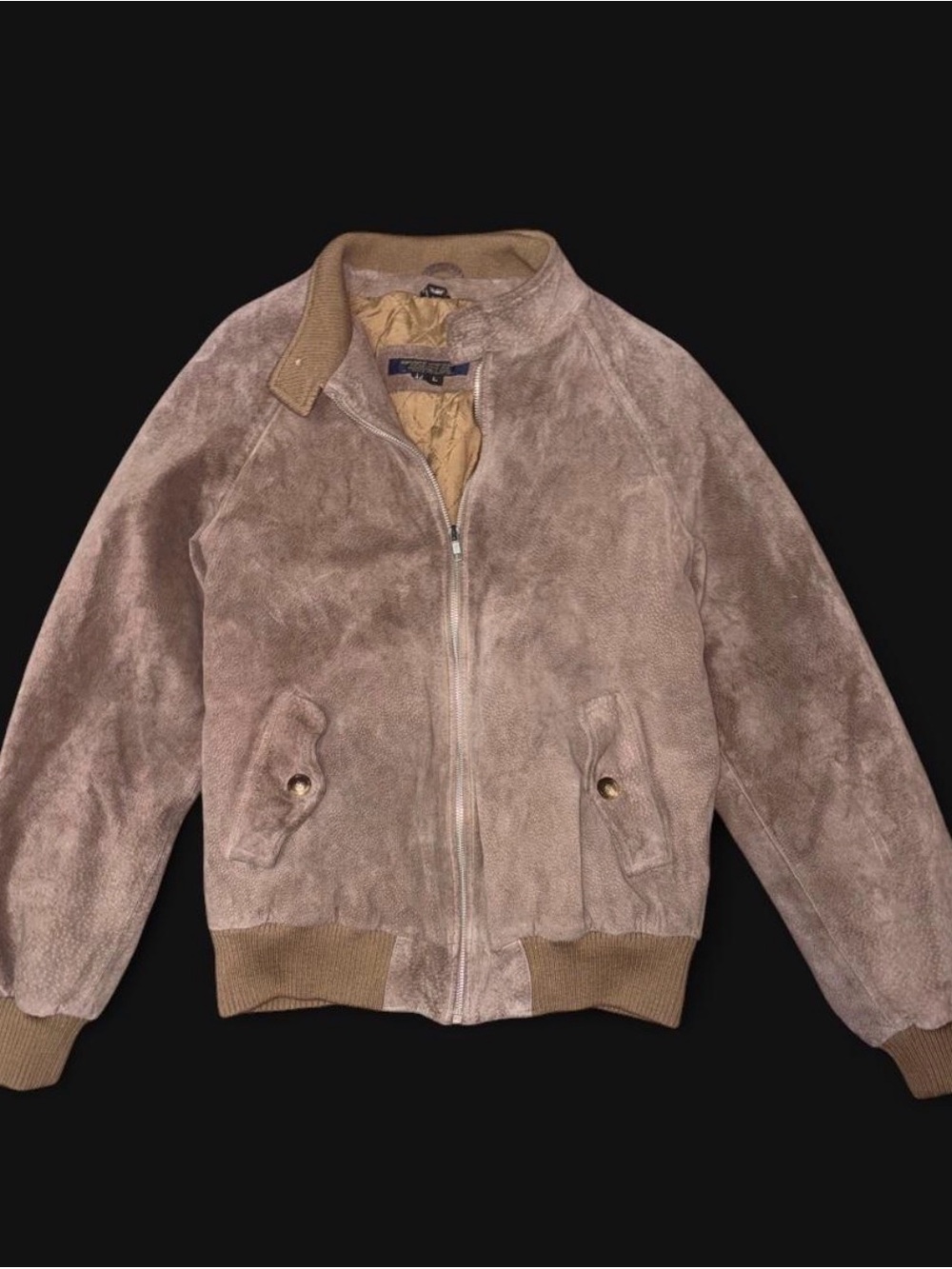 Brooks Brothers Taupe Suede Bomber Jacket